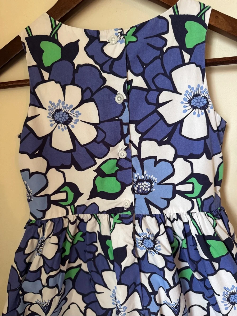 Gymboree Cotton Floral Dress in Blue,‎ White & Green Accents Size 6